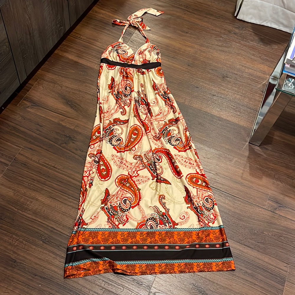 Alyn Paige Maxi Boho Dress with padded Bra in EUC